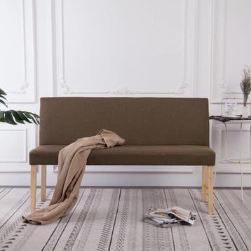 vidaXL Bankje 139,5 cm polyester bruin, Verzenden