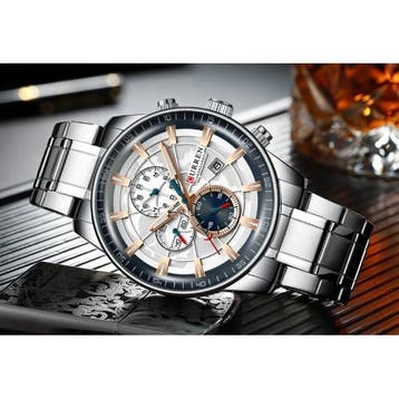 Staal Luxe Horloge - Bandje Analoog Kwarts Roestvrij Uurwerk, Verzenden