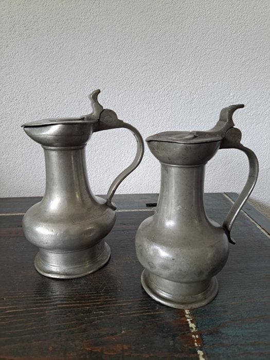 Kroes (2) - Tin - 2x Keulse kannen, Antiek en Kunst, Antiek | Overige Antiek