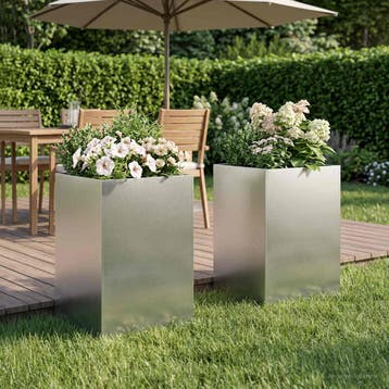 vidaXL Plantenbak 2 st zilver 50 x 50 x 75 cm Roestvrij, Verzenden