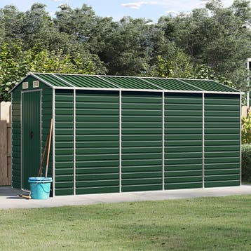 vidaXL Tuinschuur 191x385x198 cm gegalvaniseerd staal groen, Tuin en Terras, Verzenden, Nieuw