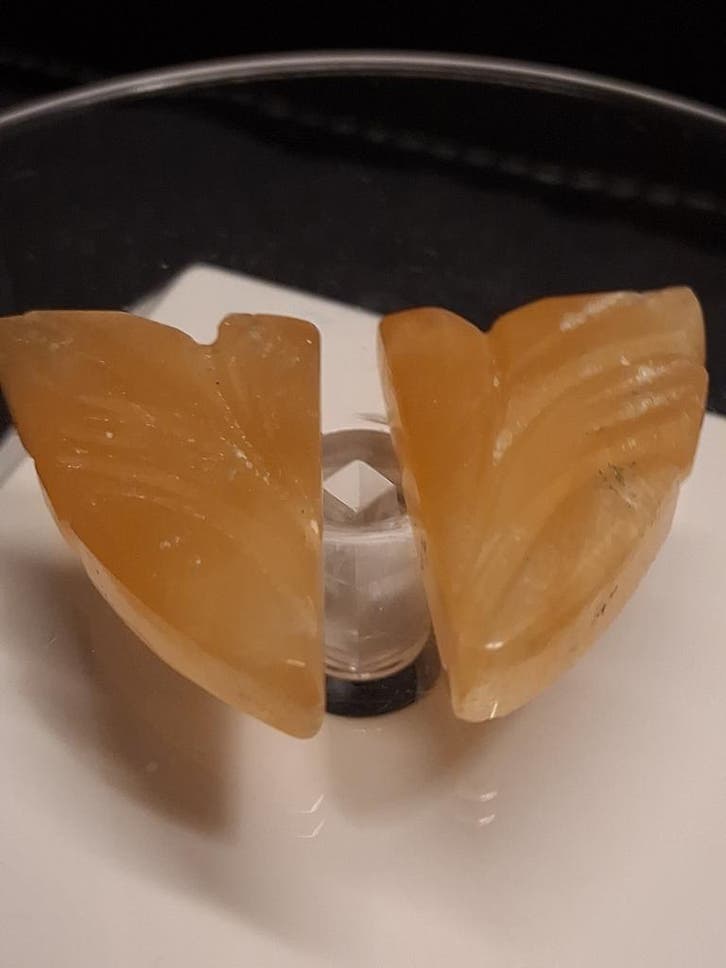 Natural Fluorite - yellow - pair of leaves - 55 ct - handcar, Bijoux, Sacs & Beauté, Accessoires Autre, Envoi