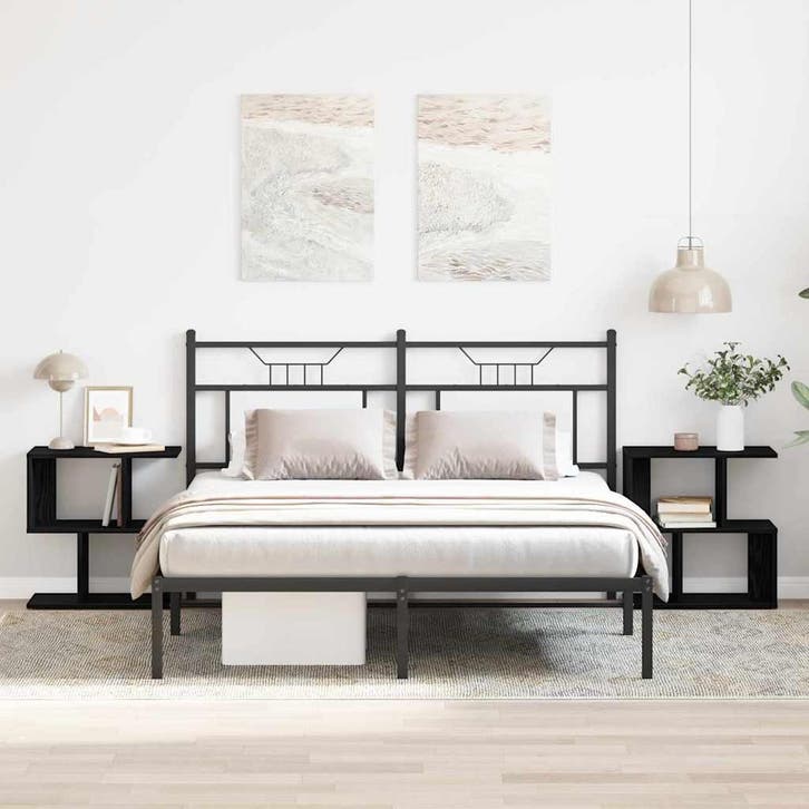 vidaXL Nachtkastje 2 pcs Zwart Eiken 50 x 30 x 51,5 cm, Huis en Inrichting, Slaapkamer | Nachtkastjes, Nieuw, Verzenden