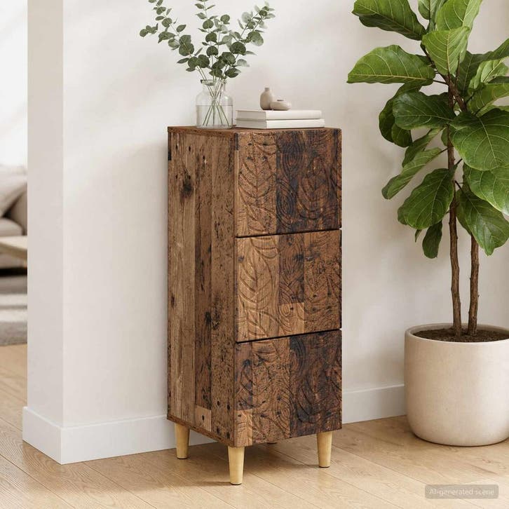 vidaXL Ladekast Oud hout 33 x 34,5 x 90 cm Bewerkt hout, Huis en Inrichting, Kasten | Overige, Nieuw, Verzenden