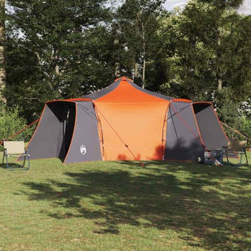 vidaXL Tipi Tent 8-persoons Grijs en Oranje taft, Verzenden, Nieuw