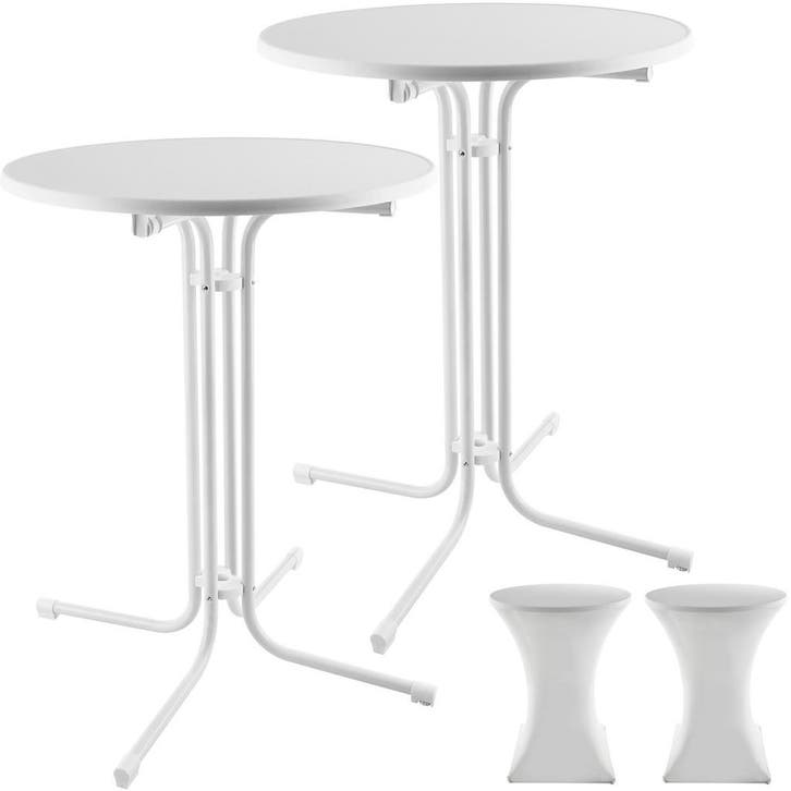 tectake Statafel Eren inklapbaar met hoes 90x110cm - wit, Se, Tuin en Terras, Overige Tuin en Terras, Verzenden