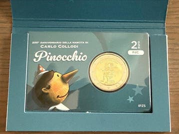 Italië. 2 Euro 2026 Pinocchio (2 coincards) (Zonder