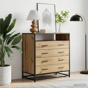 vidaXL Ladekast 4-Lade Artisanaal eiken 70 x 41 x 83,5 cm, Verzenden, Nieuw