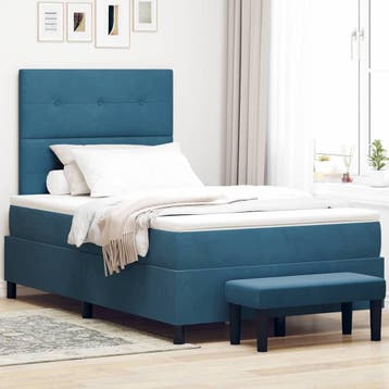 vidaXL Boxspring bed met hoofdeinde Donkerblauw 200 x 120 cm, Huis en Inrichting, Slaapkamer | Bedden, Verzenden, Nieuw