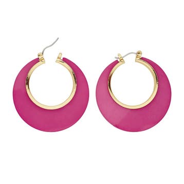 Disco 70S Oorbellen Fuchsia Goud, Hobby & Loisirs créatifs, Articles de fête, Verzenden