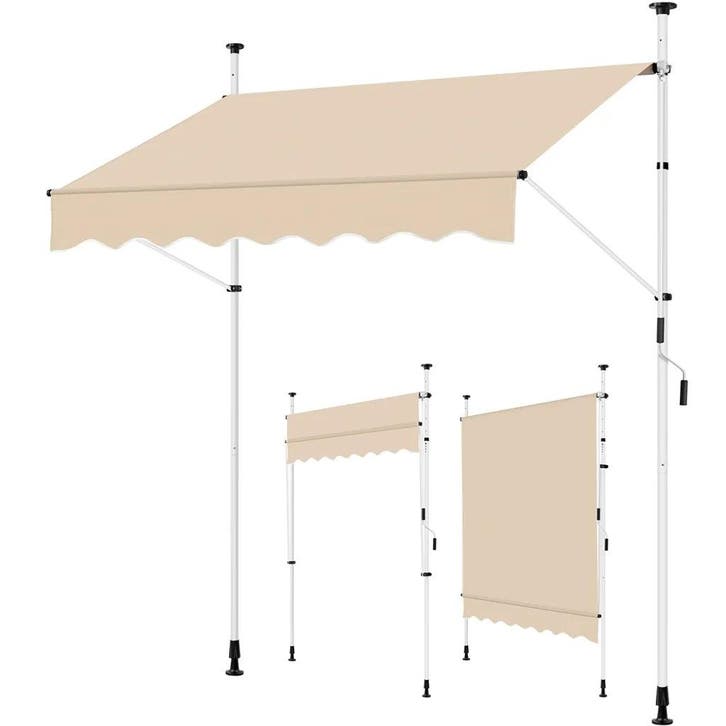 2dekans | Yaheetech Balkon Zonnescherm 200 × 180 cm – Beige, Tuin en Terras, Zonneschermen, Ophalen of Verzenden