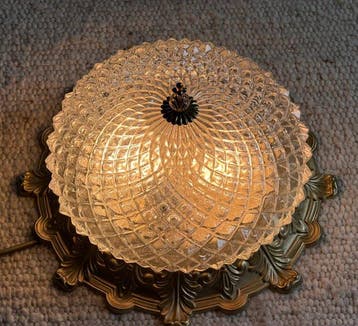 Lamp - Gepatineerd brons, Kristal - Plafondlamp, plafondlamp, Antiek en Kunst
