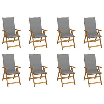 vidaXL Opklapbare stoelen met kussens, 8 stuks, gemaakt van, Verzenden, Nieuw