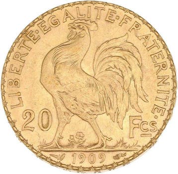 6,45 grams - Goud .900 - 20 Francs Coq / Marianne