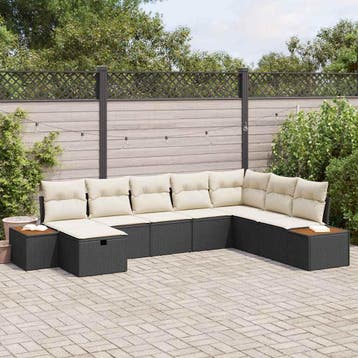 vidaXL Tuinbank Set 8 st Zwart poly rattan, Verzenden, Nieuw
