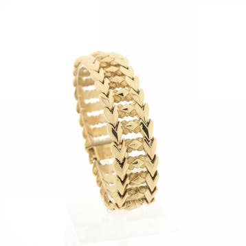 Gouden fantasie schakelarmband, Ophalen of Verzenden, Gebruikt, Goud, Goud