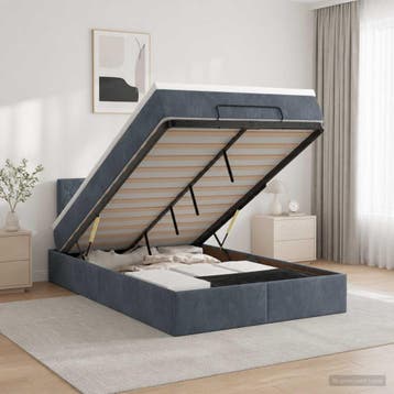 vidaXL Ottoman bed met matras Donkergrijs 120 x 200 cm, Verzenden