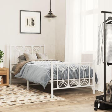 vidaXL Bedframe met hoofd- en voeteneinde metaal wit 80x200, Verzenden, Nieuw
