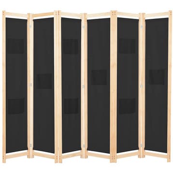 vidaXL Kamerscherm met 6 panelen 240x170x4 cm stof zwart, Verzenden