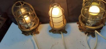 ZWARE ORIGINELE OKAMOTO LAMPEN - Scheepslamp (3) - Koper,, Antiek en Kunst