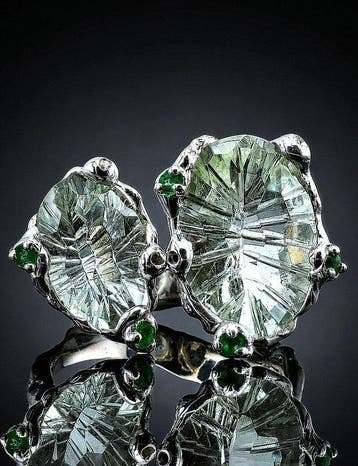Groene amethist ring - 925 sterlingzilver - statementring -