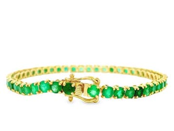 Bracelet - 14 carats Or jaune - 10.79ct. tw. Émeraude