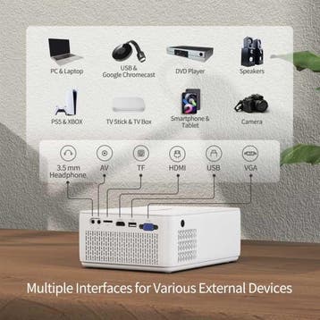 V10 LED Projector - Mini Beamer Home Media Speler Wit, Verzenden