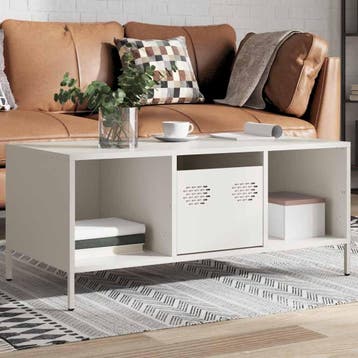 vidaXL Salontafel 101,5x50x43,5 cm koudgewalst staal wit, Verzenden, Nieuw