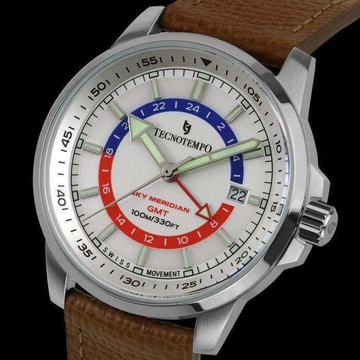 Tecnotempo - GMT - Sky Meridian - Swiss Movement - Limited, Handtassen en Accessoires, Horloges | Heren