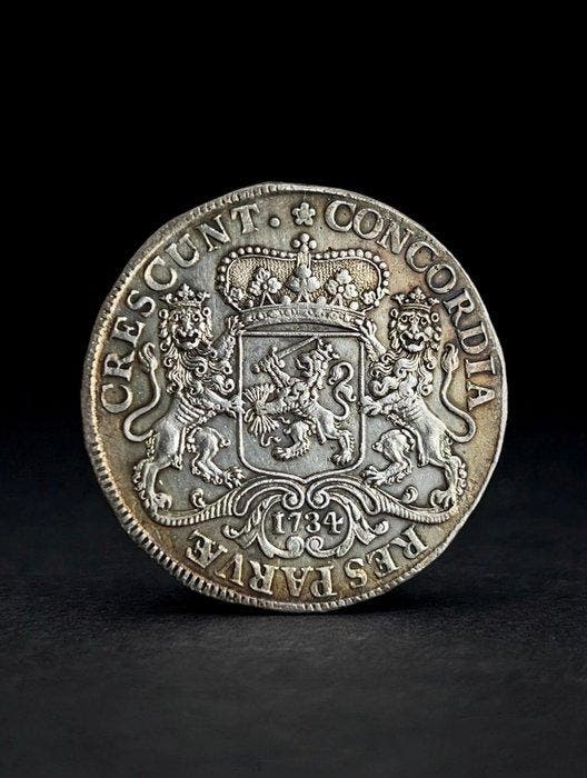 Nederland, Holland Zilveren Rijder (Ducaton) 1734, Postzegels en Munten, Munten | Nederland