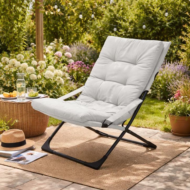 Loungestoel met kussen - crème - 84 x 63 x 88 cm, Maison & Meubles, Cuisine | Casseroles & Poêles, Envoi