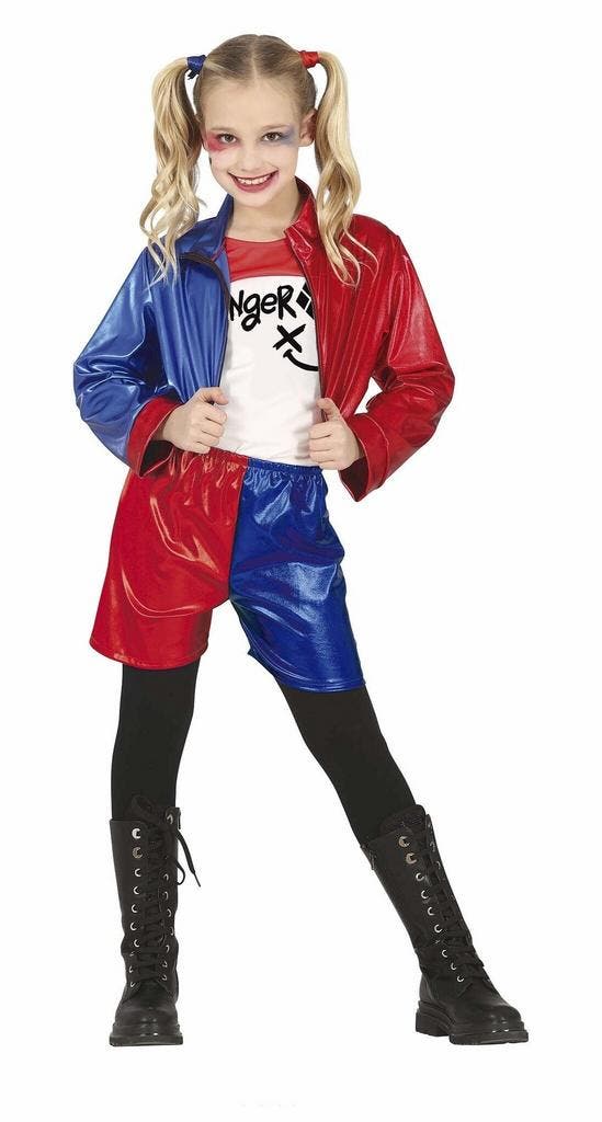 Harley Quinn Halloween Kostuum Meisje Rood Blauw, Hobby & Loisirs créatifs, Articles de fête, Envoi