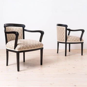 Lounge stoel (2) - Eik - 2 Biedermeier fauteuils