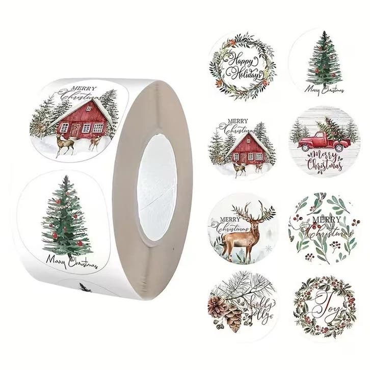 Sluitstickers kerstetiketten merry christmas rustieke kerst, Hobby en Vrije tijd, Knutselen, Nieuw