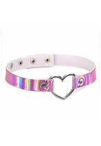 Choker Iridescent Roze Hartje Holografisch Collar Ketting Se, Handtassen en Accessoires, Kettingen, Ophalen of Verzenden, Nieuw
