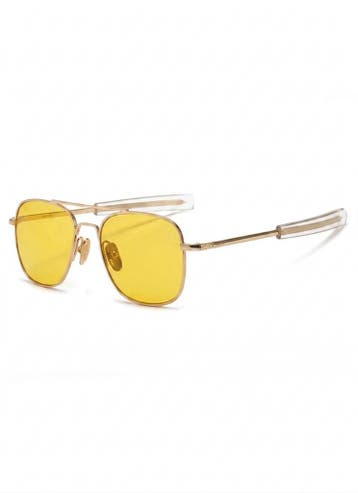 KIMU® Bril Pilotenbril American Heren Goud Montuur Gele Glaz, Ophalen of Verzenden
