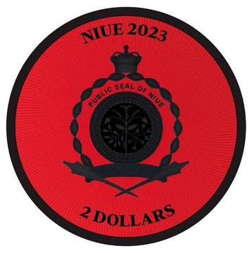 Niue. 2 Dollars 2023 - Lucky Clover Black Platinum Cyber Red