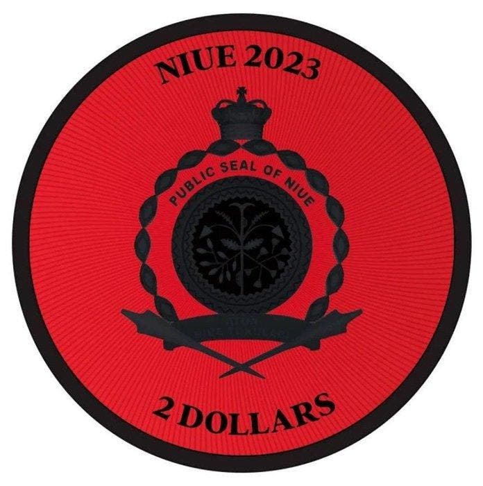 Niue. 2 Dollars 2023 - Lucky Clover Black Platinum Cyber Red, Postzegels en Munten, Munten | Europa | Niet-Euromunten