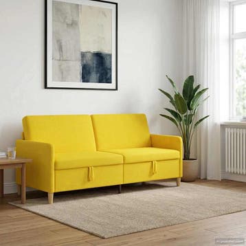 vidaXL Sofa met Opbergruimte Licht Geel 192 x 78 x 87 cm, Huis en Inrichting, Zetels | Zetels, Verzenden, Nieuw