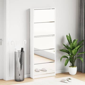 vidaXL Schoenenkast met 5 spiegels 63x17x169,5 cm wit, Verzenden