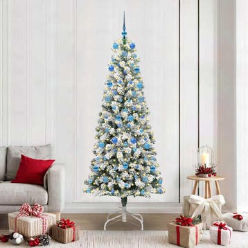 vidaXL Kunstmatige Hinged Kerstboom 300 LEDs Groen en Wit, Verzenden, Nieuw