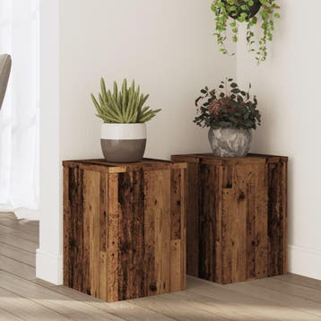 vidaXL Plantenstandaards 2 st 25x25x35 cm bewerkt hout oud, Verzenden