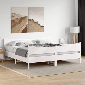 vidaXL Bedframe zonder matras massief grenenhout wit 180x200, Verzenden, Nieuw