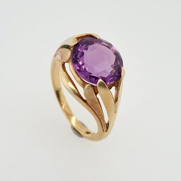 Bague - 14 carats Or jaune Améthyste