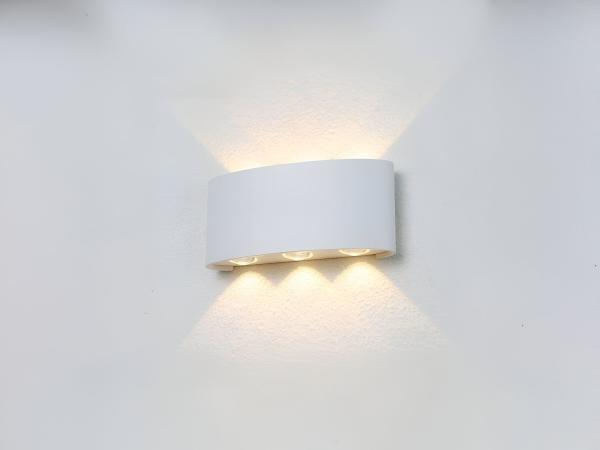 Veiling - 4x 6W LED ovaal Wandlamp zes licht zand wit warm w, Jardin & Terrasse, Éclairage extérieur