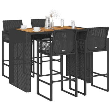 vidaXL 5-delige Tuinbarset zonder kussens poly rattan acacia, Verzenden, Nieuw