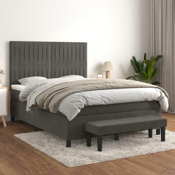 vidaXL Boxspring met matras fluweel donkergrijs 140x200 cm, Verzenden, Nieuw