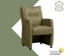 Leren eetkamerstoel Sharp - Kenia Olive (olijf) - Met, Huis en Inrichting, Stoelen, Eigentijds, Modern, Overige kleuren, Nieuw