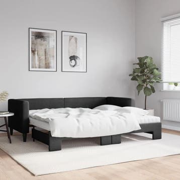 vidaXL Slaapbank met onderschuifbed en matrassen 80x200 cm, Verzenden