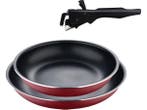Veiling - Bergner Click &amp; Cook 3-delige pannenset rood, Nieuw